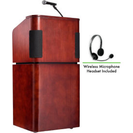 Oklahoma Sound Tabletop-Base Combo Podium / Lectern w / Headset Wireless Mic Mahogany / Walnut 950/901-MY/WT/LWM-7