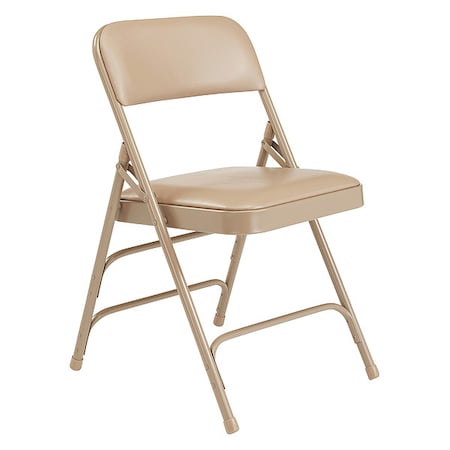 Vinyl Triple Brace Double Hinge Folding Chair, Beige, PK4 MPN:1301