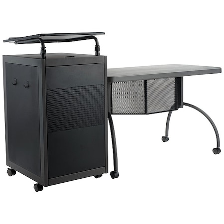Desk and Lectern, 24 in D X 41 in H, 68 in W X Plastic, Charcoal MPN:TWP