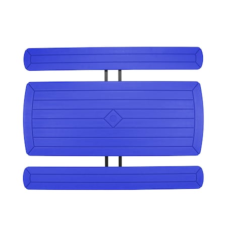 Rectangle Folding Picnic Table, Blue, Plastic, 8 Seats, 72 in L, 29 1/2 in H Overall Plank MPN:BMPT3072-BK04
