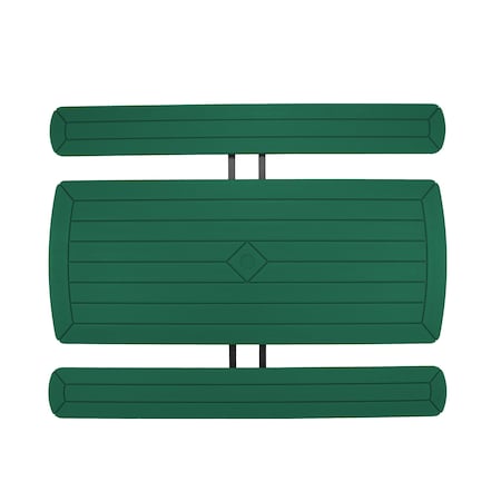 Rectangle Folding Picnic Table, Green, Plastic, 8 Seats, 72 in L, 29 1/2 in H Overall Plank MPN:BMPT3072-BK06