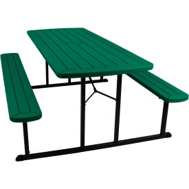 National Public Seating® BMPT Blow Molded Folding Picnic Table Green Top Black Frame BMPT3072-BK06