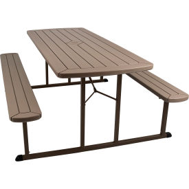National Public Seating® BMPT Blow Molded Folding Picnic Table Brown Top & Frame BMPT3072-BR03
