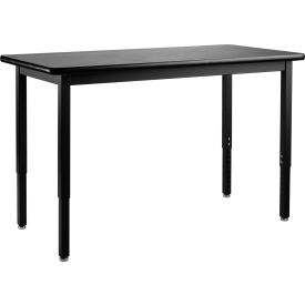 NPS® Steel Height Adjustable Science Lab Table 24 X 60 HPL Top Black SLT3-2460H