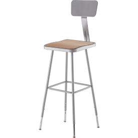 NPS Heavy Duty Stool with Backrest - Square - Hardboard - Height Adjustable 31