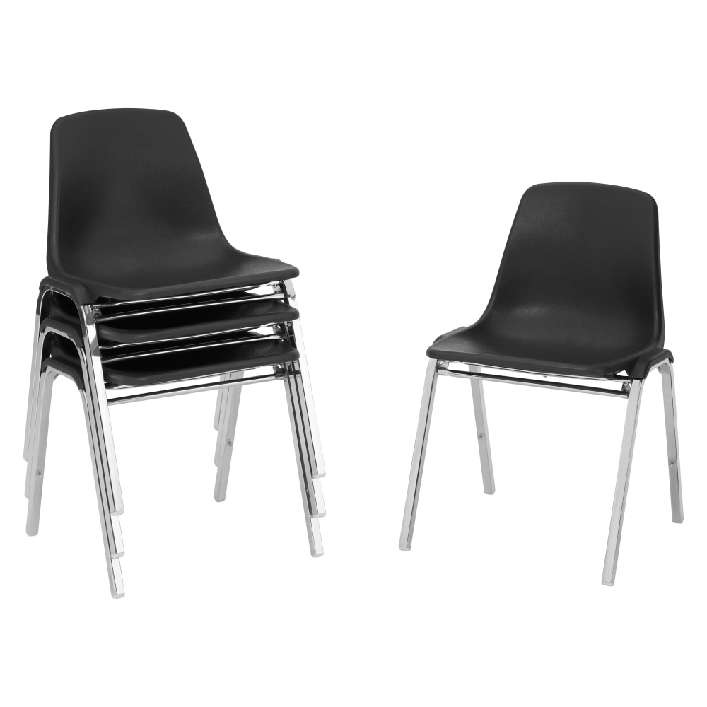 National Public Seating 8100 Series Poly Shell Stack Chairs, Black, Set Of 4 Chairs MPN:8110-4