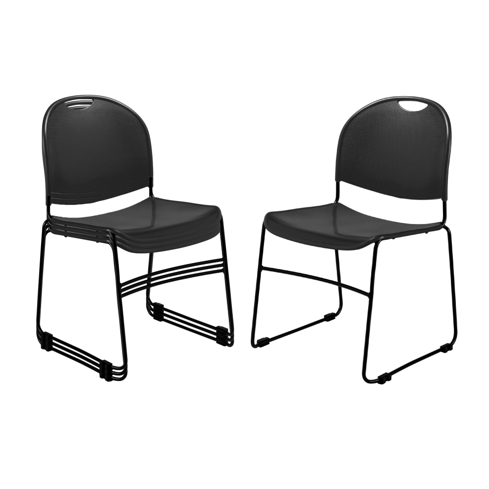 National Public Seating Commercialine Multipurpose Ultra Compact Stack Chairs, Black, Set Of 4 Chairs MPN:850-CL/4