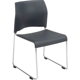 National Public Seating Cafetorium Plastic Stack Chair - Charcoal - 8800 Series 8820-11-20 - Pkg Qty 4