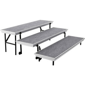 3-Level Straight TransPort Riser - Gray Carpet with Black Aluminum Frame TP72