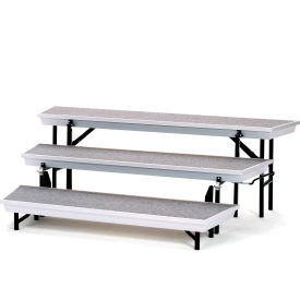 3-Level Tapered TransPort Riser - Gray Carpet with Black Aluminum Frame TPR72