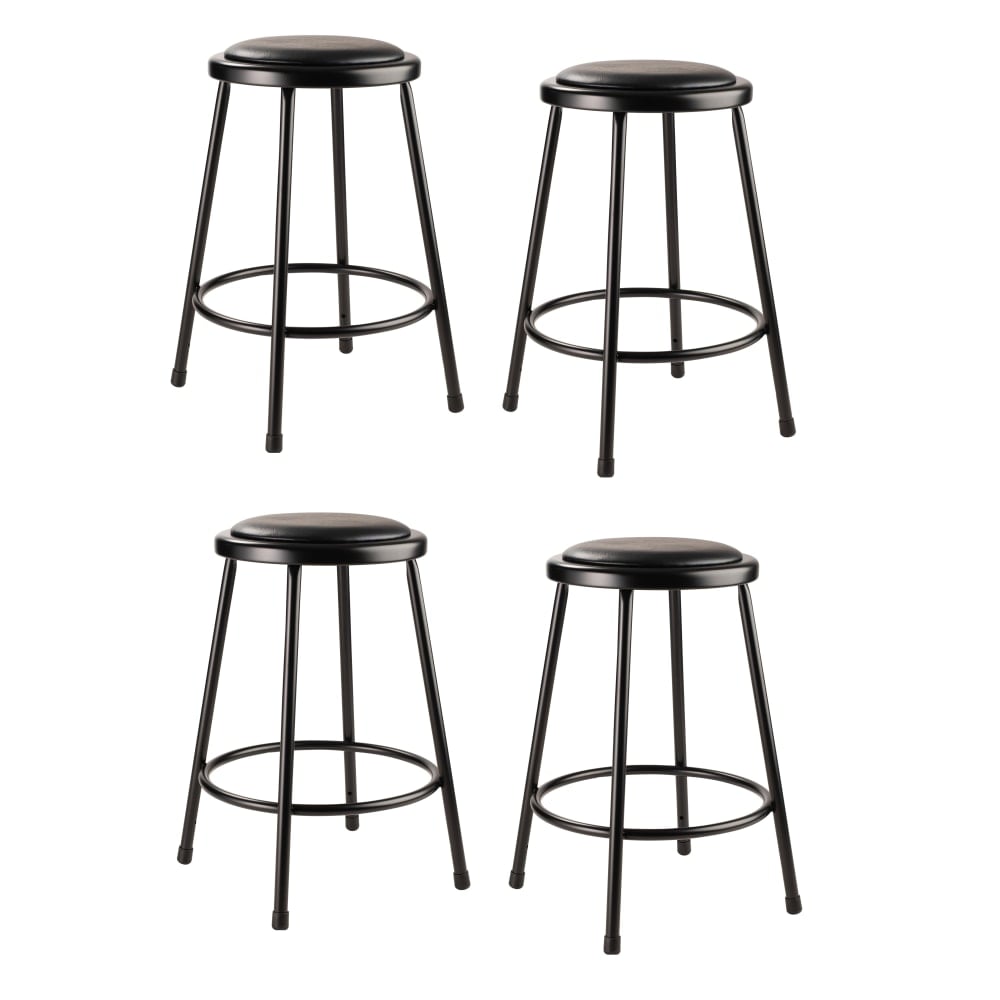 National Public Seating Vinyl Padded Stools, 24inH, Black, Set of 4 MPN:6424-10/4