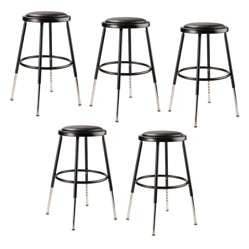 National Public Seating 6400H-10 Adjustable-Height Stools, 19inH, Black, Set Of 5 Stools MPN:6418H-10/5