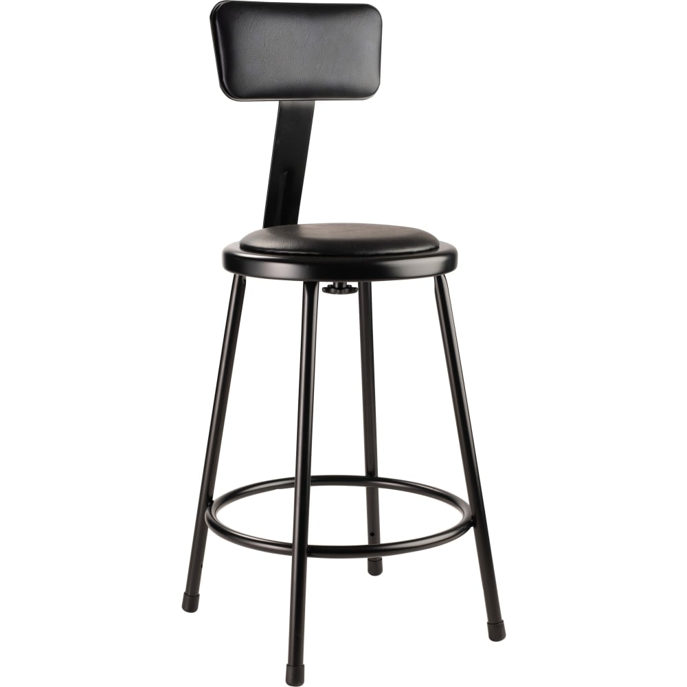 National Public Seating 6400 Vinyl Task Stool, With Backrest, 37in- 39inH, Black MPN:6424B-10