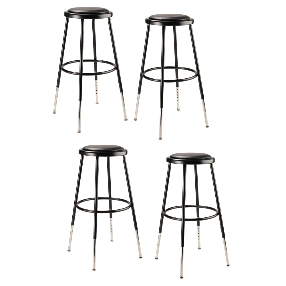 National Public Seating 6400H-10 Adjustable-Height Stools, 25inH, Black, Set Of 4 Stools MPN:6424H-10/4