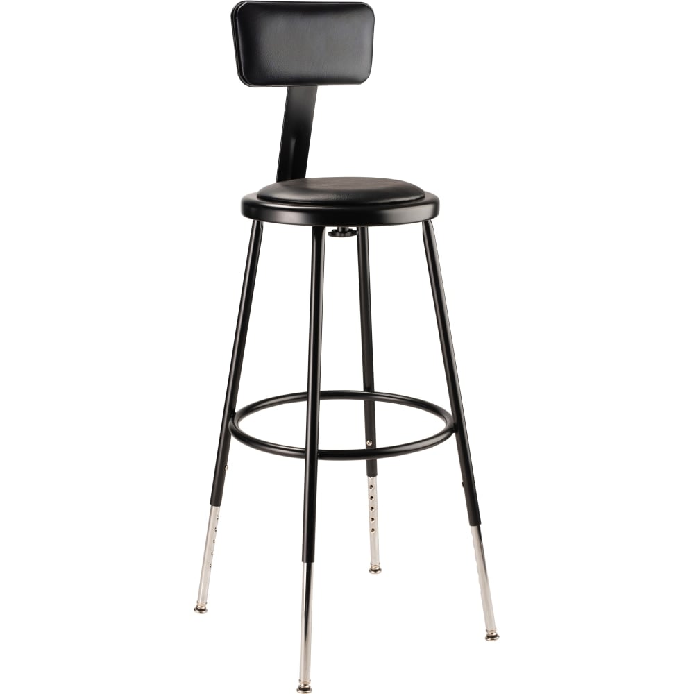 National Public Seating 6400 Adjustable-Height Task Stool, Black Seat/Black Frame, Quantity: 1 MPN:6424HB-10