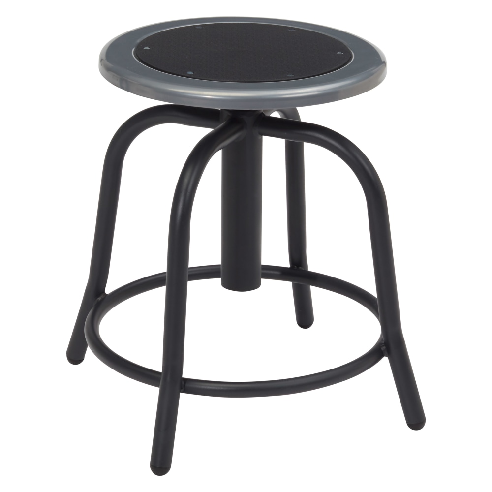 National Public Seating 18in - 24in Height Adjustable Swivel Stool, Black Steel Seat, Black Frame MPN:6810-10