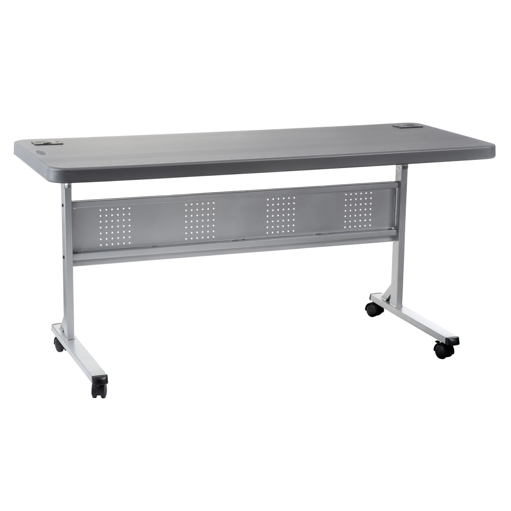 National Public Seating Flip-N-Store Table, 29-1/2inH x 24inW x 60inD, Charcoal Slate MPN:BPFT-2460-20/1