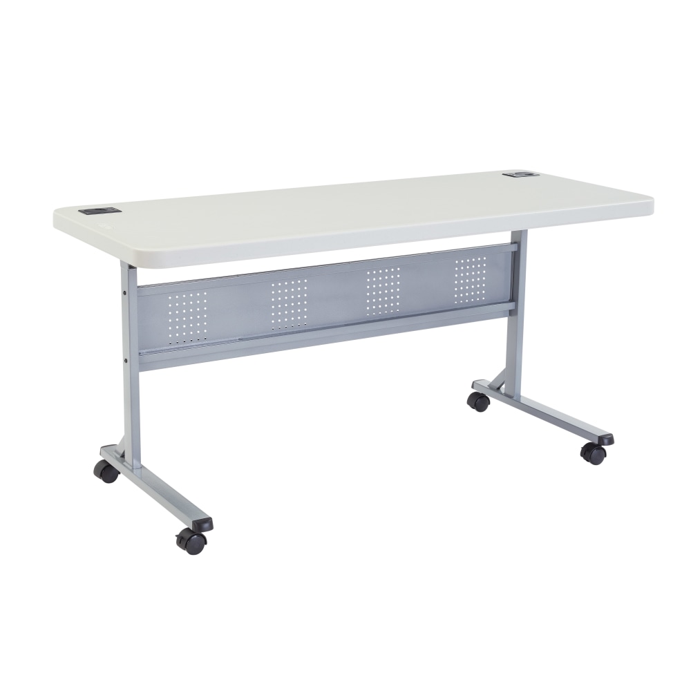 National Public Seating Flip-N-Store Table, 29-1/2inH x 24inW x 60inD, Speckled Gray MPN:BPFT-2460/1