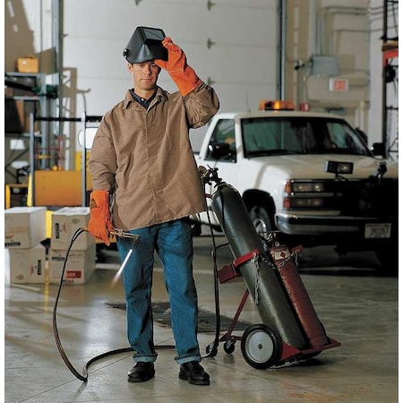 Welding Jacket, Twaron®, 8. 5oz., 30 in Length, Snaps Closure, 1 Pockets, Brown, M MPN:C09TWMD30-NR