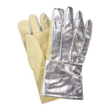 Thermal Gloves, Thermobest™, 600 Degrees F Max Temp., Gauntlet Cuff Silver/Yellow, Universal MPN:G51TCNL14