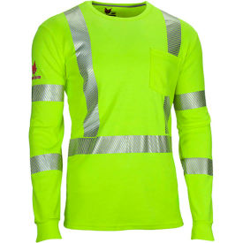 DRIFIRE® Men's FR Hi-Visibility Dual Hazard Long Sleeve T-Shirt XL-T Fluorescent Yellow TEEY2LSPC3-XLT
