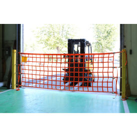 US Netting 4'x 8' In-Ground Post Mounted Safety Barrier Net Kit Orange Net Yellow Posts OHIG48-P