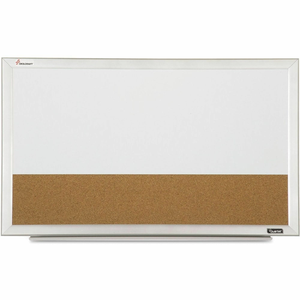 SKILCRAFT Magnet DryErase Cork Combo Board - White/Tan Surface - White Satin Aluminum Frame - Horizontal/Vertical - Magnetic - 1 Each MPN:5680402