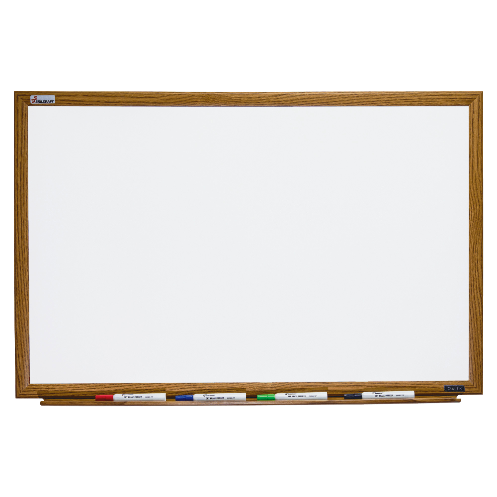 SKILCRAFT Magnetic Dry-Erase Whiteboard, 36in x 24in, Wood Frame With Oak Finish (AbilityOne 7110 01 334 7079) MPN:7110013347079