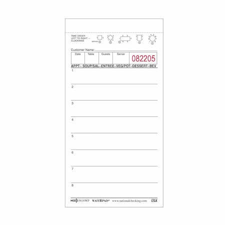 WaitrPads 1 Pt 8 Line, PK5000 MPN:3616WP