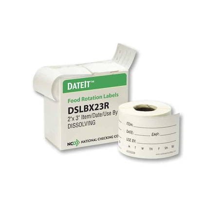 Shelf Life Dissolving Labels, PK250 MPN:DSLBX23R
