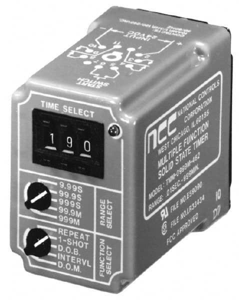 Time Delay Relays, Timer Function: Delay On Break, Delay On Make, Interval, Repeat Cycle, Single Shot , Maximum Delay (Hours): 16  MPN:TMM-0999M-462