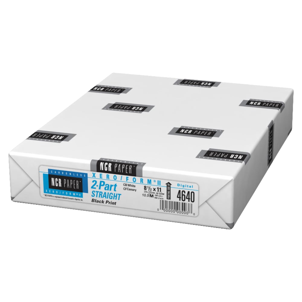 NCR Paper Xero/Form II Carbonless Copy Paper, Bright White/Canary Letter (8.5in x 11in), 500 Sheets Per Ream, 92 Brightness MPN:4640