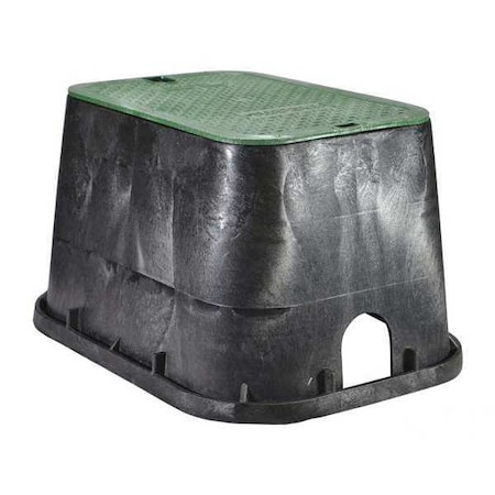Rectangular Valve Box, Polypropylene, 12-1/4 in H x 15-1/2 in W x 21 in L, Black/Green MPN:113BC
