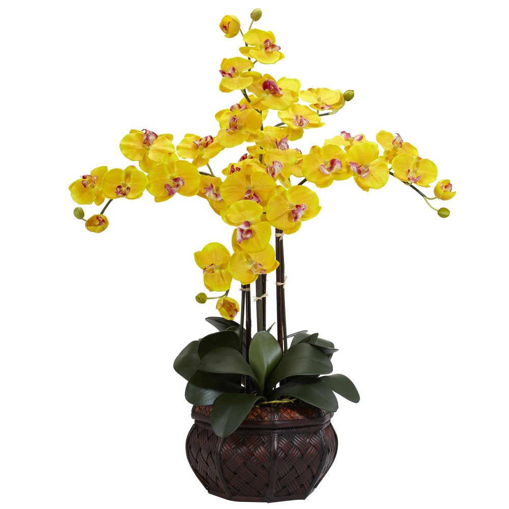 Nearly Natural 31inH Silk Phalaenopsis Arrangement With Decorative Pot, Yellow MPN:1211-YL