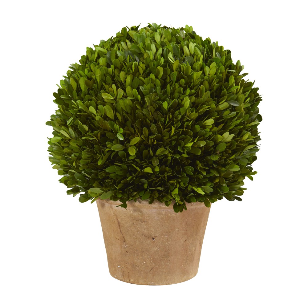 Nearly Natural Boxwood Ball 15inH Plastic Preserved Plant With Planter, 15inH x 12inW x 12inD, Green MPN:4373
