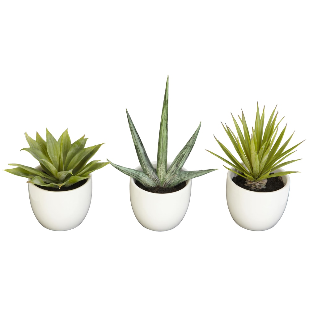 Nearly Natural 8-1/2inH Polyester 3-Piece Southwest Agave Collection, Green MPN:4769