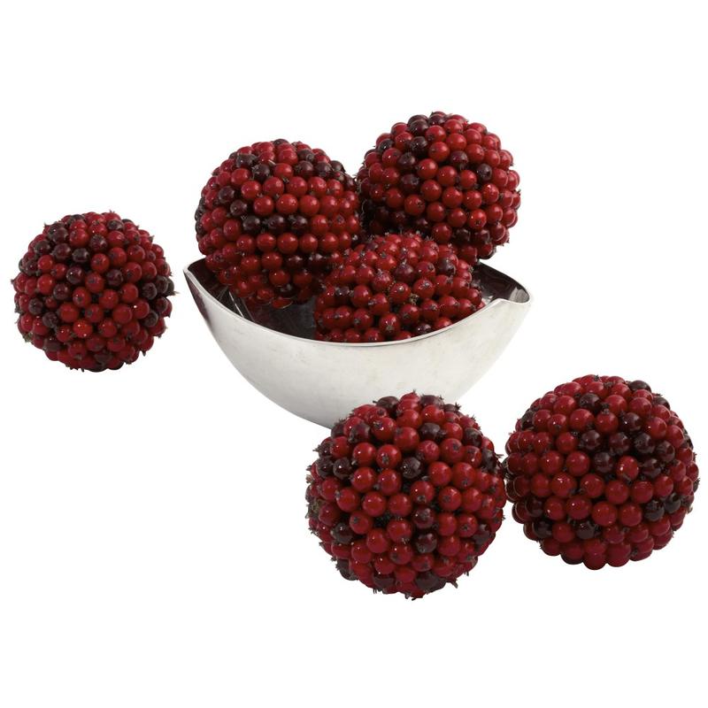 Nearly Natural Plastic Berry Balls, Red, 4-1/2in, Set Of 6 Balls MPN:4812-S6