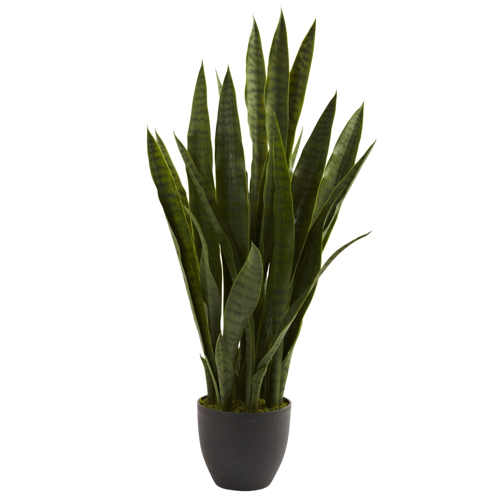 Nearly Natural 35inH Polyester Sansevieria With Planter, Black/Green MPN:4855