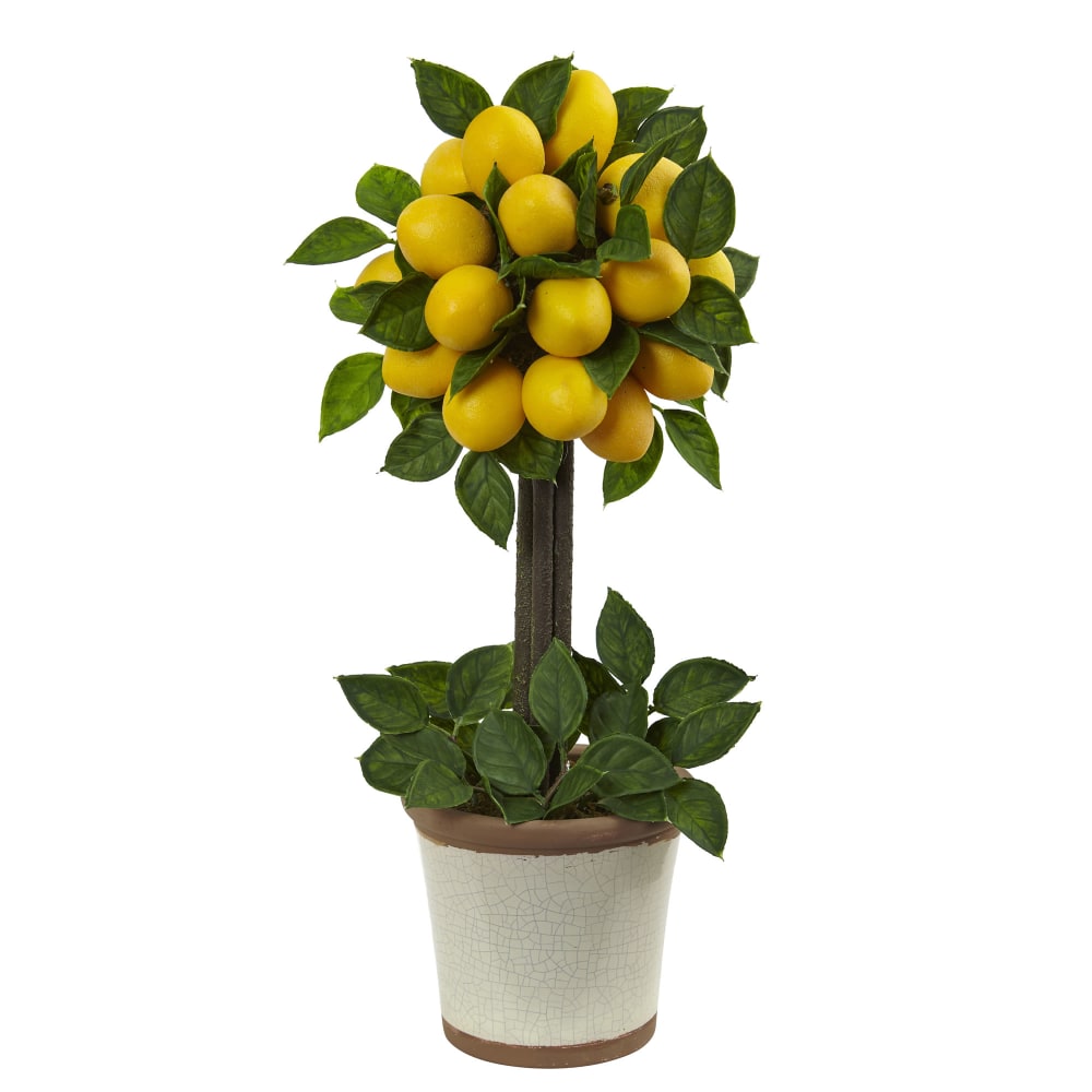 Nearly Natural Lemon Ball Topiary 18inH Plastic Plant Arrangement With Pot, 18inH x 8-1/2inW x 8-1/2inD, Yellow MPN:4865
