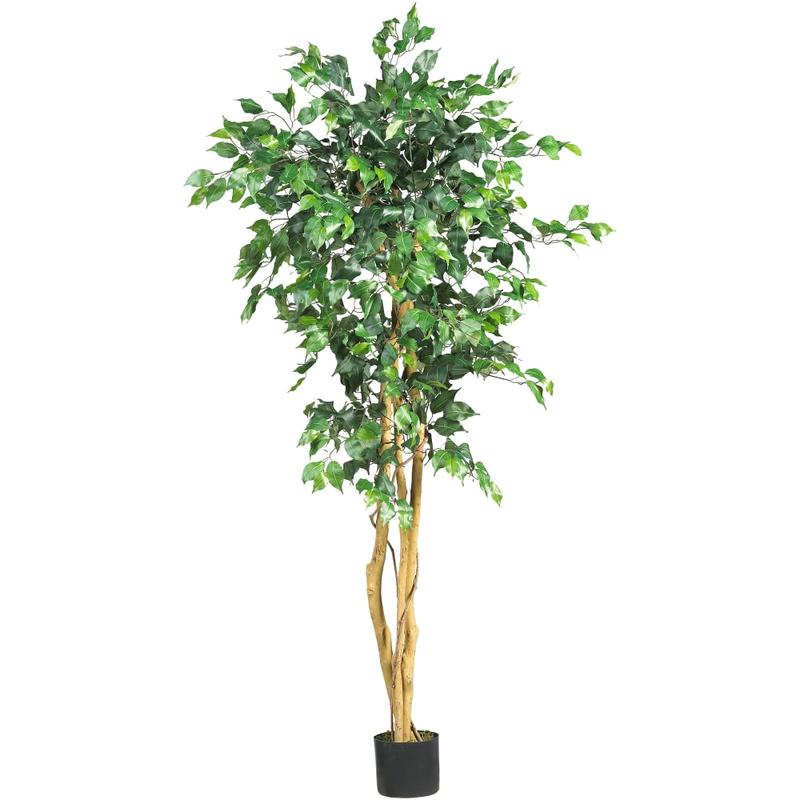 Nearly Natural 5ftH Artificial Ficus Tree With Pot, Green/Black MPN:5208