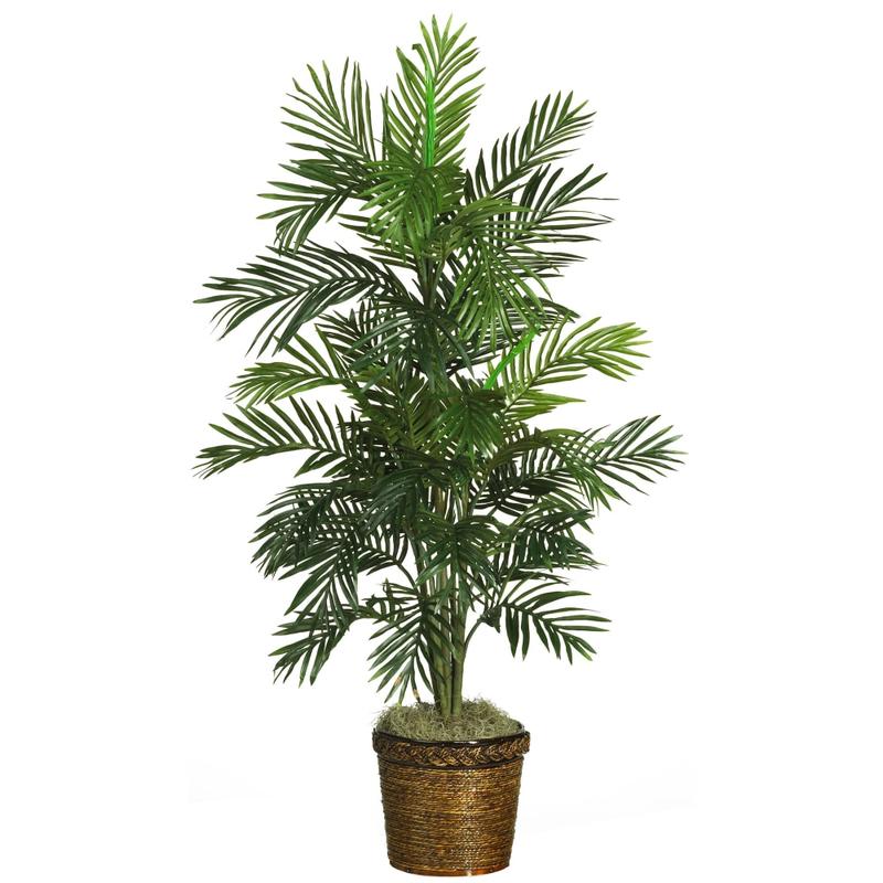 Nearly Natural 56inH Silk Areca Palm Tree With Basket, Green MPN:5263-0308