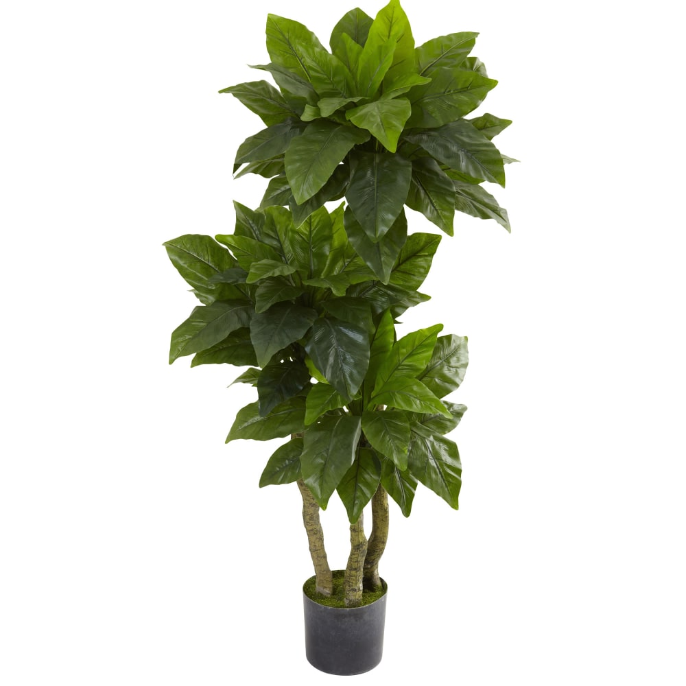 Nearly Natural 5ftH Polyester Bird Nest Fern Tree With Pot, Green MPN:5391