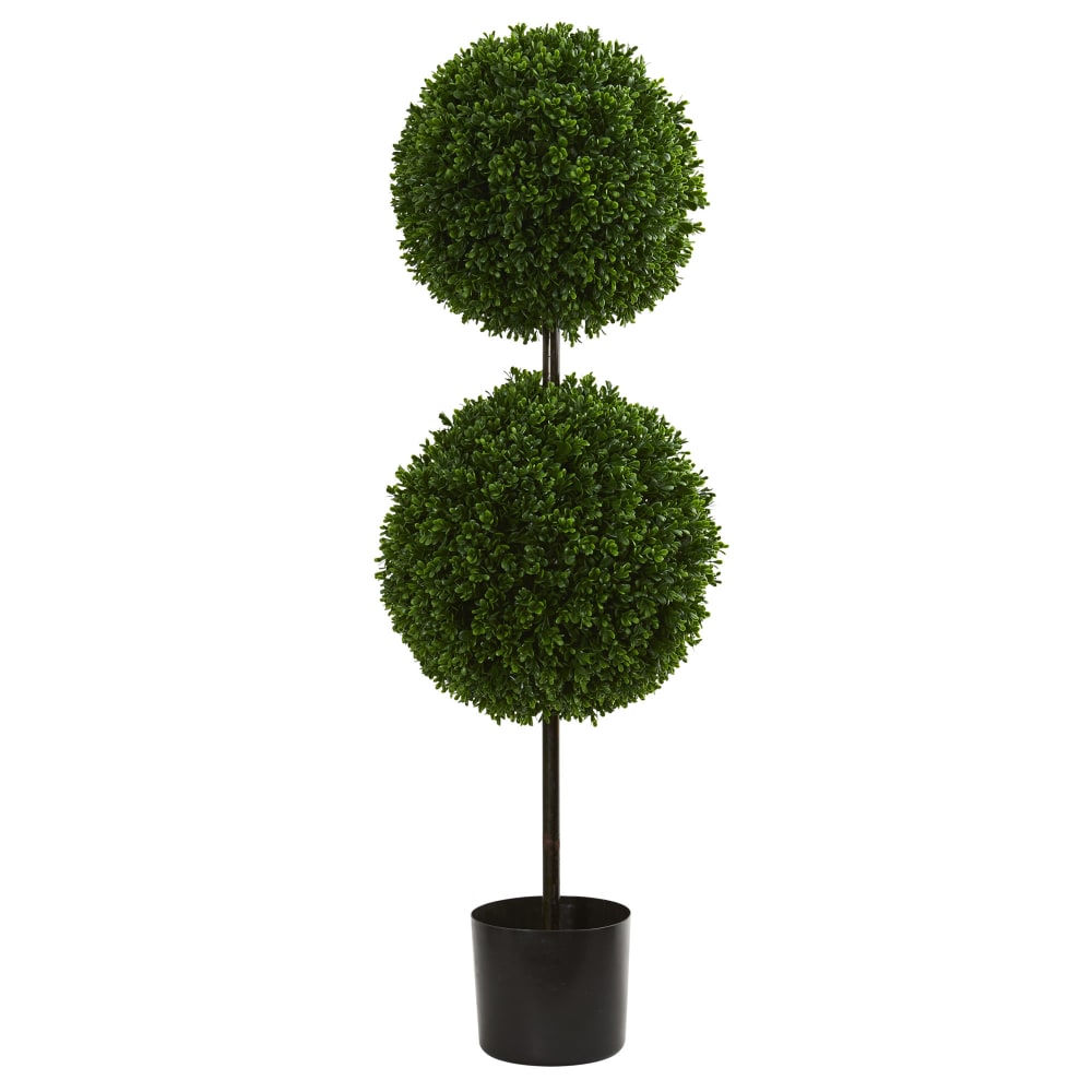 Nearly Natural Boxwood Double Ball Topiary 42inH Artificial UV Resistant Indoor/Outdoor Tree, 42inH x 14inW x 14inD, Green MPN:5494