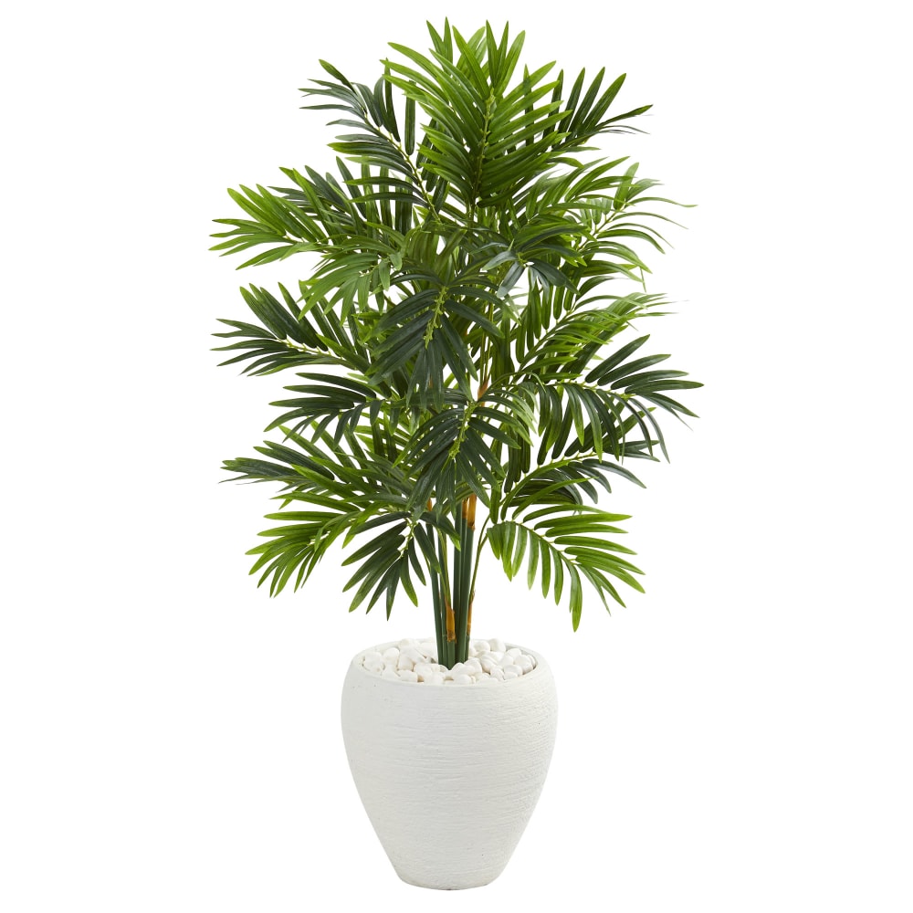 Nearly Natural Areca Palm 48inH Artificial Tree With Planter, 48inH x 26inW x 26inD, Green/White MPN:5637