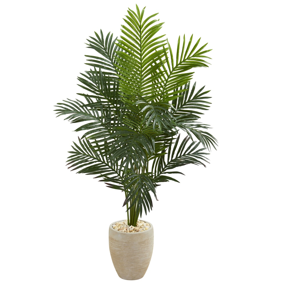 Nearly Natural Paradise Palm 66inH Artificial Tree With Planter, 66inH x 38inW x 26inD, Green/Sand MPN:5641