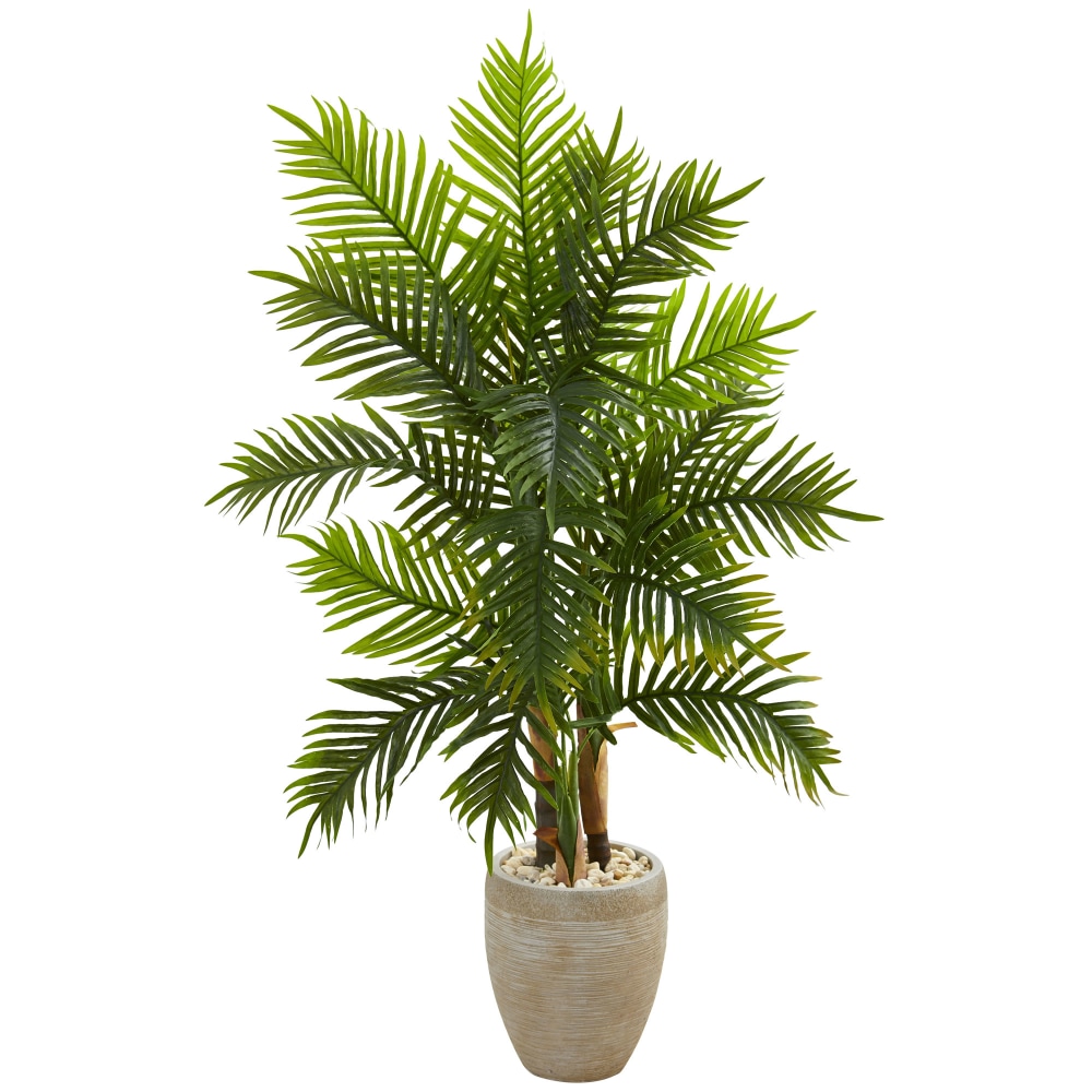 Nearly Natural Areca Palm 60inH Artificial Real Touch Tree With Planter, 60inH x 32inW x 21inD, Green/Sand MPN:5650