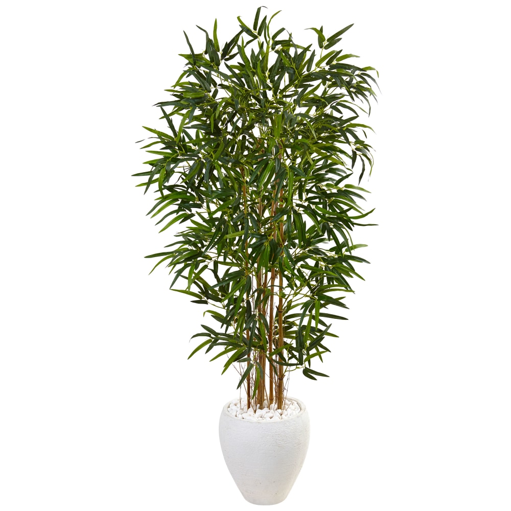 Nearly Natural Bamboo 60inH Artificial Tree With Oval Planter, 60inH x 25inW x 25inD, Green MPN:5817