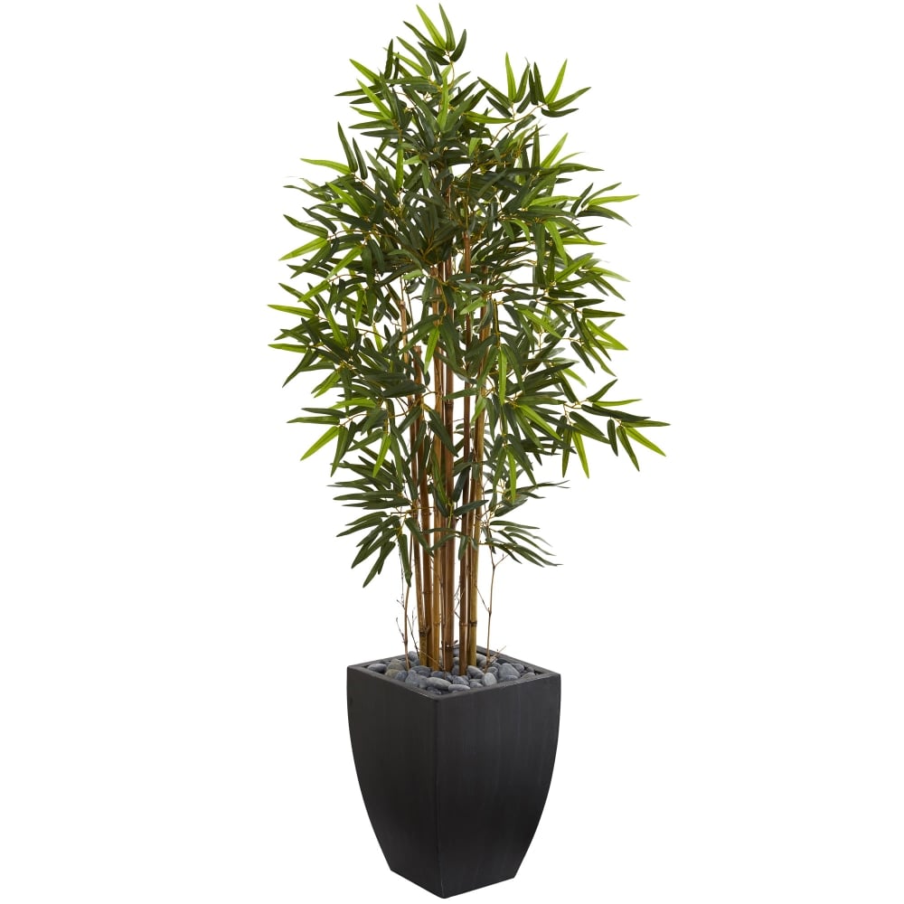 Nearly Natural 5ftH Bamboo Artificial Tree With Planter, 60inH x 30inW x 30inD, Black/Green MPN:5840