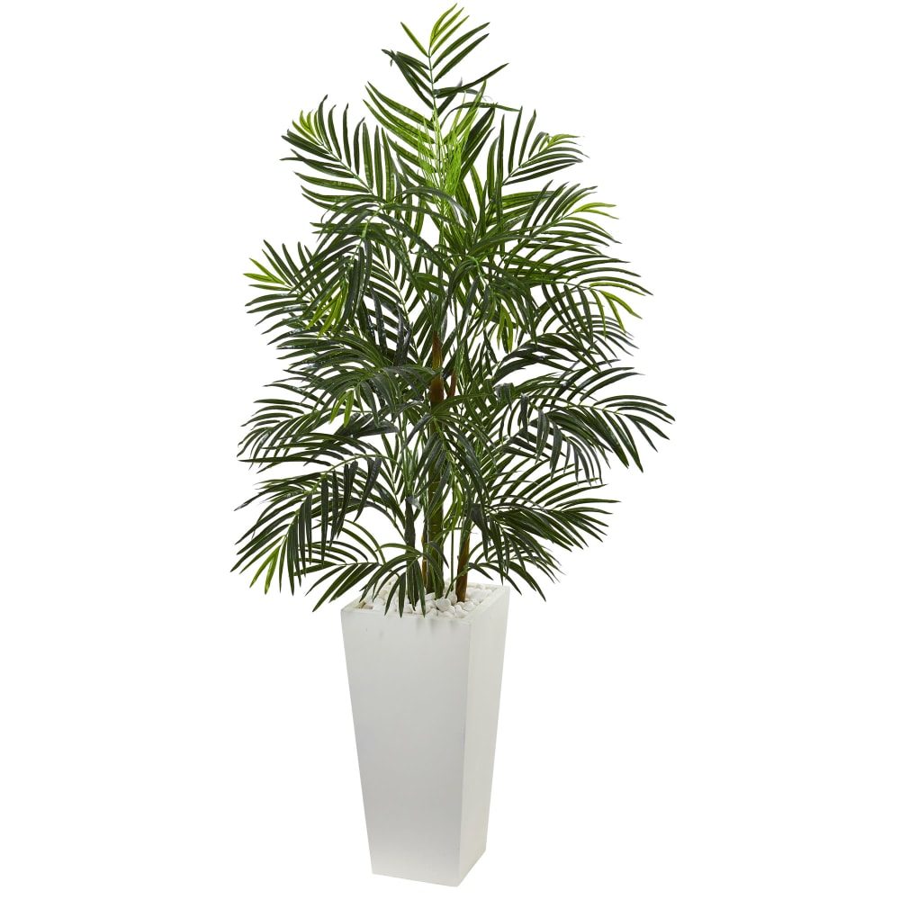 Nearly Natural 5ftH UV-Resistant Areca Artificial Palm Tree With Planter, 60inH x 32inW x 32inD, White/Green MPN:5841