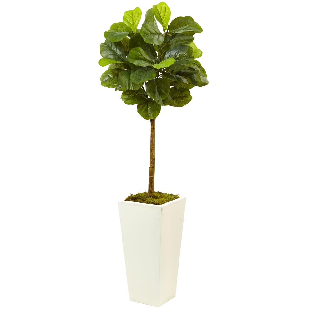 Nearly Natural Real-Touch 54in Fiddle Leaf Fig With Planter, Green/White MPN:5966